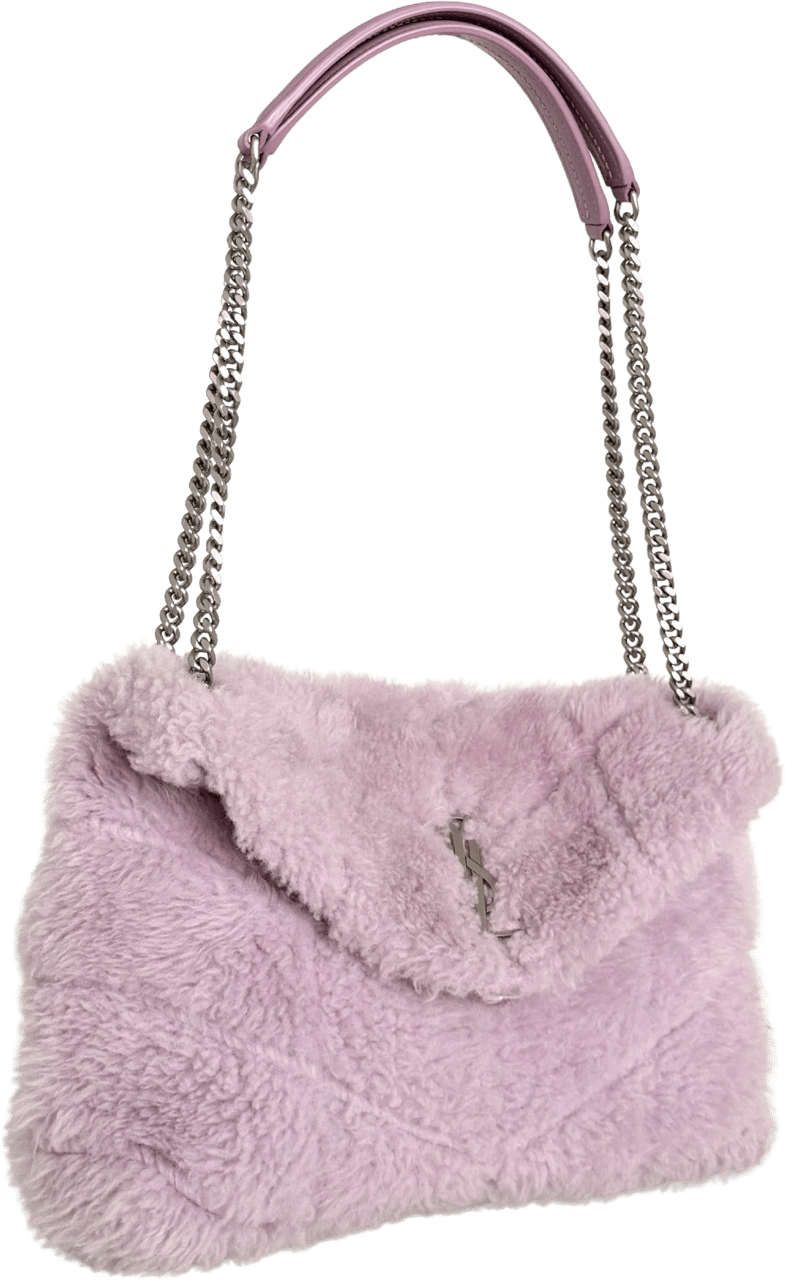 Saint Laurent Saint Laurent Loulou Puffer Small Shearling Shoulder Bag Lilac / very good Paars