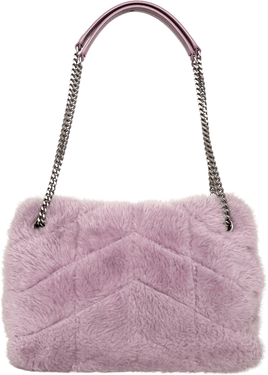 Saint Laurent Saint Laurent Loulou Puffer Small Shearling Shoulder Bag Lilac / very good Paars