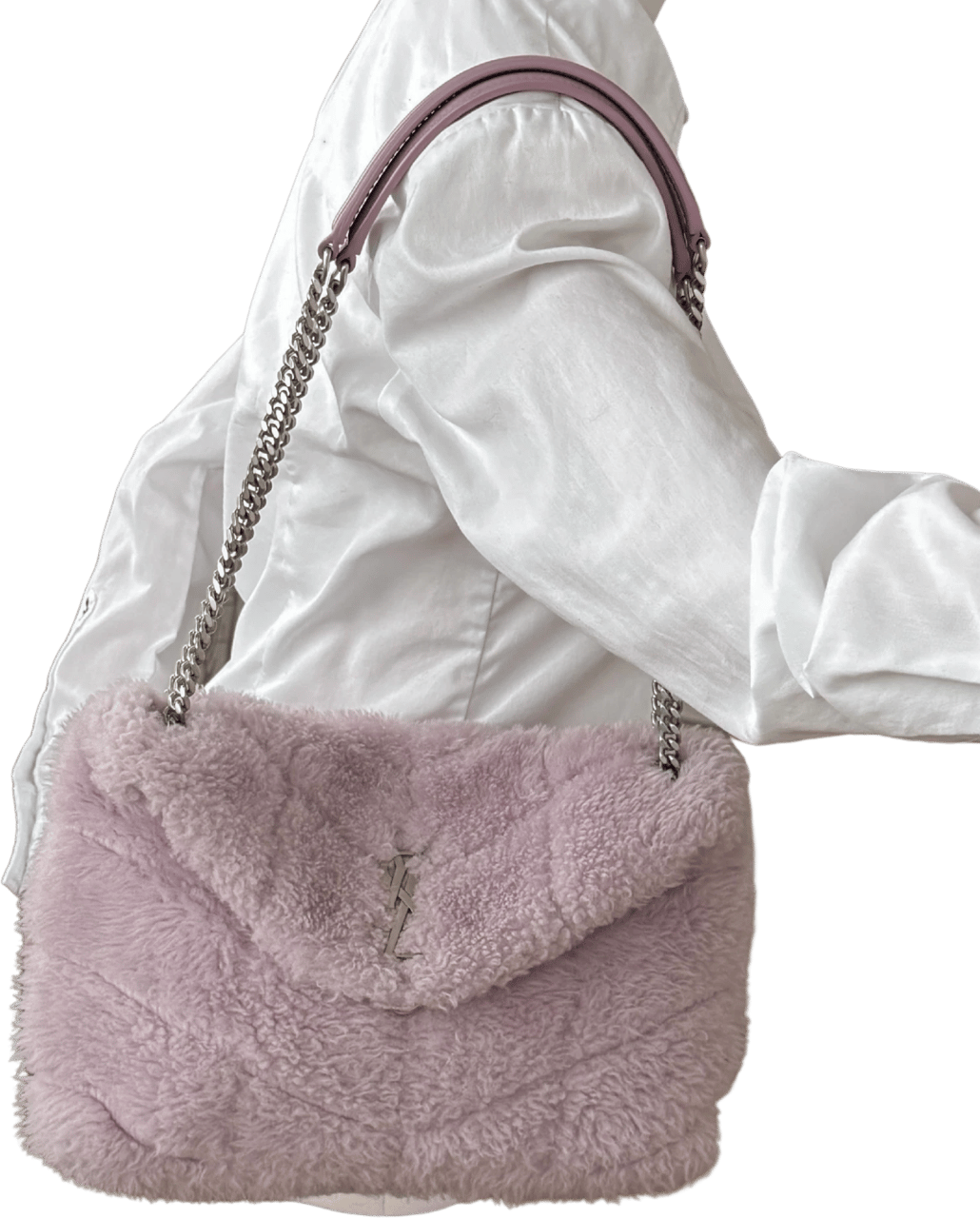 Saint Laurent Saint Laurent Loulou Puffer Small Shearling Shoulder Bag Lilac / very good Paars