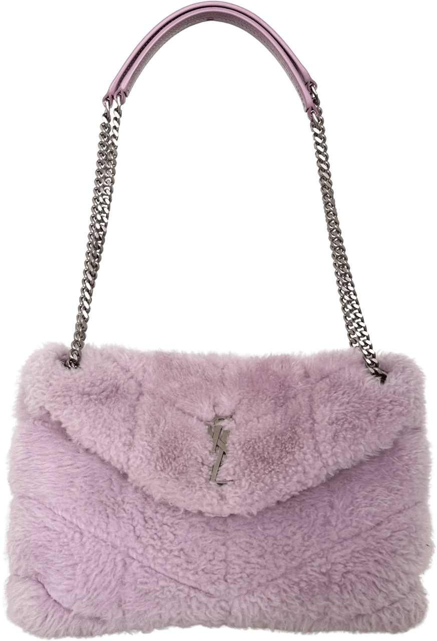 Saint Laurent Saint Laurent Loulou Puffer Small Shearling Shoulder Bag Lilac / very good Paars