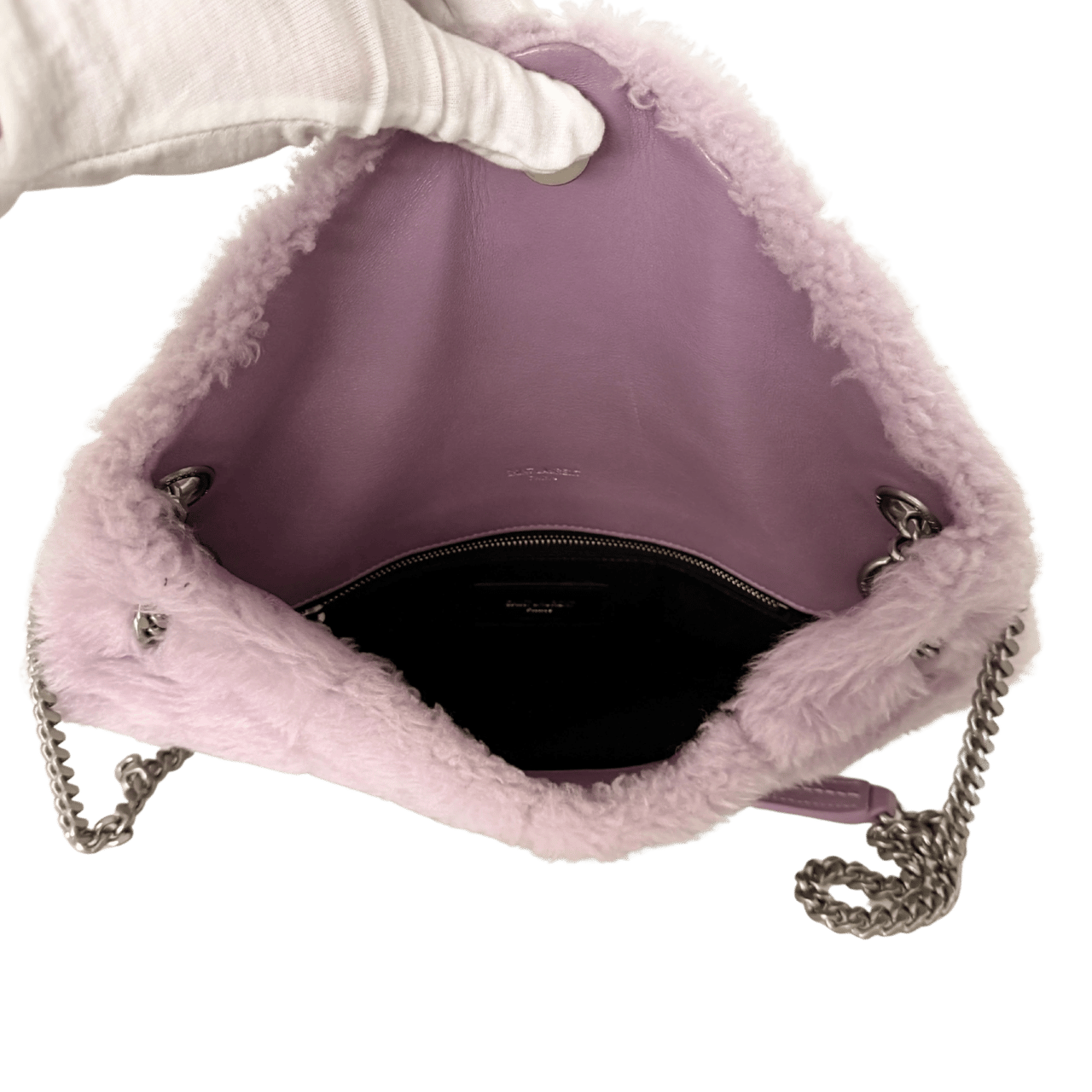 Saint Laurent Saint Laurent Loulou Puffer Small Shearling Shoulder Bag Lilac / very good Paars