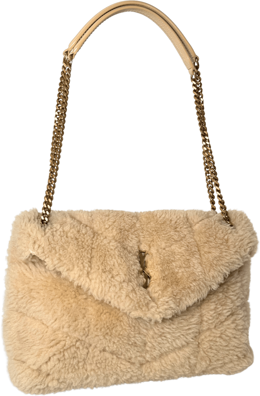 Saint Laurent Saint Laurent Loulou Puffer Small Shearling Shoulder Bag Lilac / very good Paars