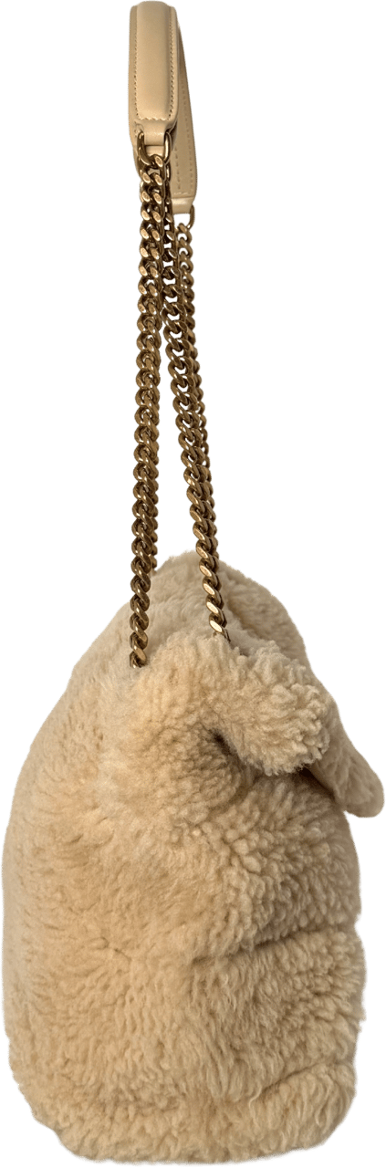 Saint Laurent Saint Laurent Loulou Puffer Small Shearling Shoulder Bag Lilac / very good Paars