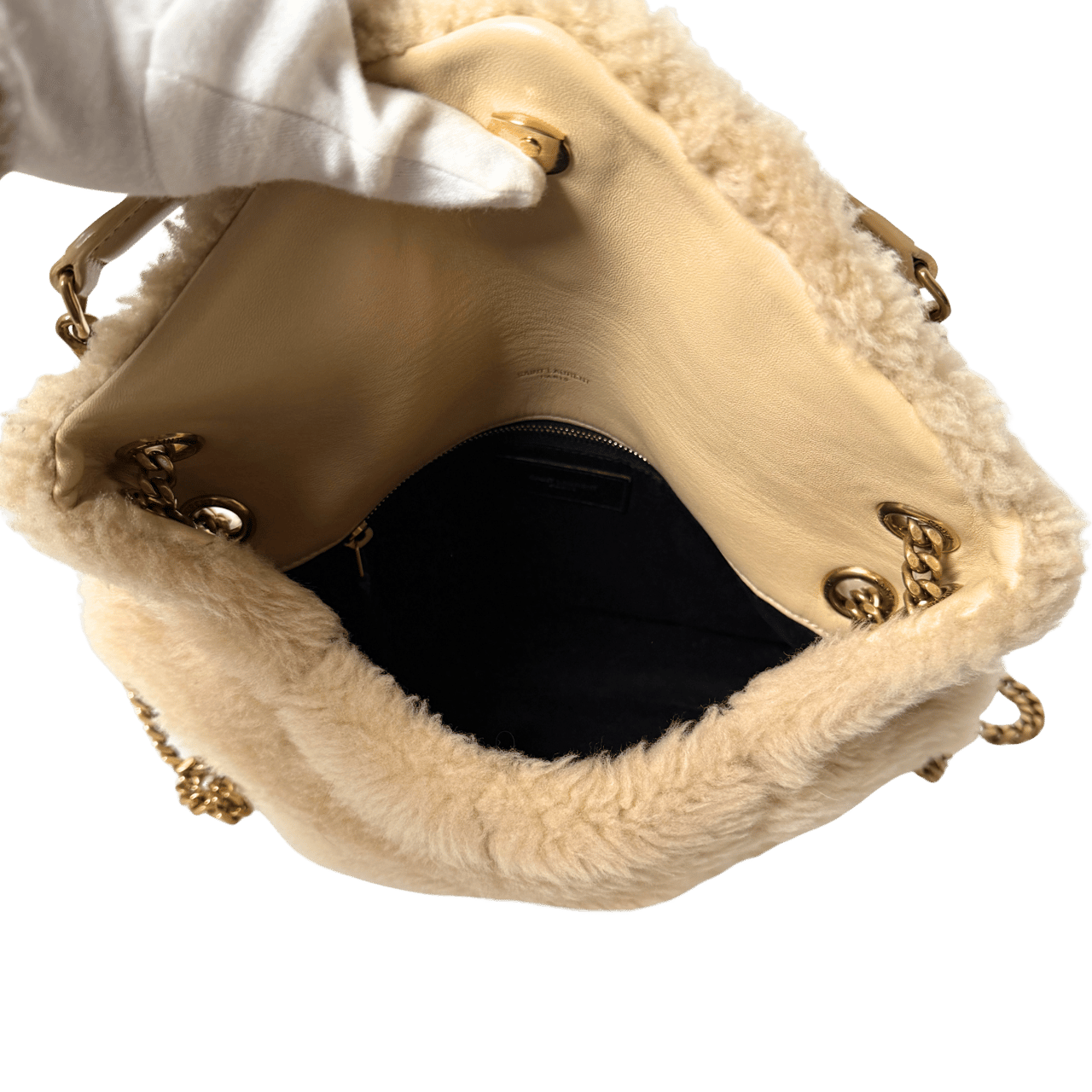 Saint Laurent Saint Laurent Loulou Puffer Small Shearling Shoulder Bag Lilac / very good Paars