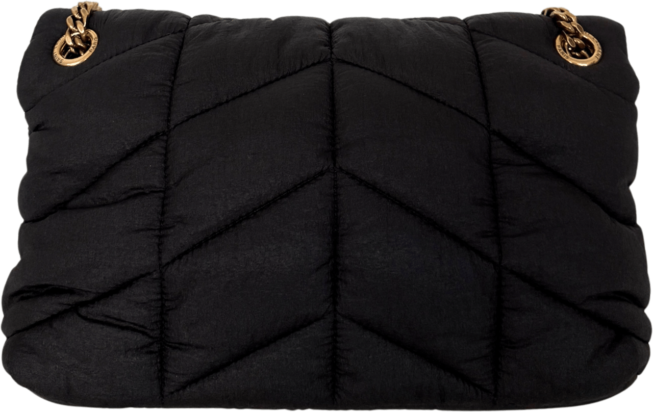Saint Laurent Saint Laurent Puffer Small Nylon Schultertasche Schwarz / sehr gut Zwart