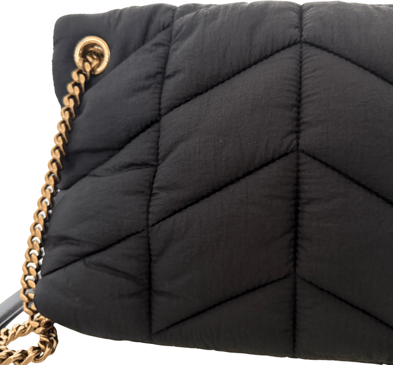 Saint Laurent Saint Laurent Puffer Small Nylon Schultertasche Schwarz / sehr gut Zwart