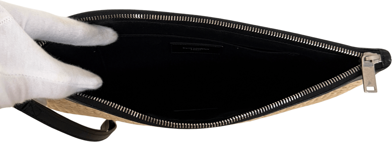 Saint Laurent Saint Laurent Rive Gauche Raffia Pouch Beige / neuwertig Beige