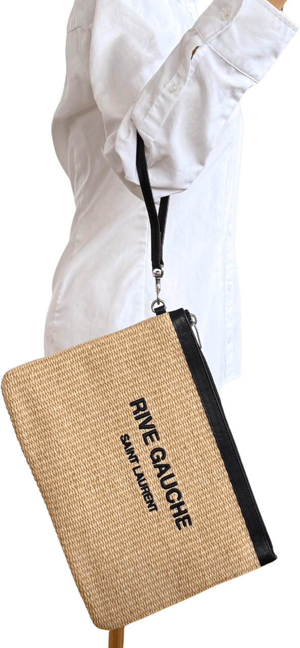 Saint Laurent Saint Laurent Rive Gauche Raffia Pouch Beige / neuwertig Beige
