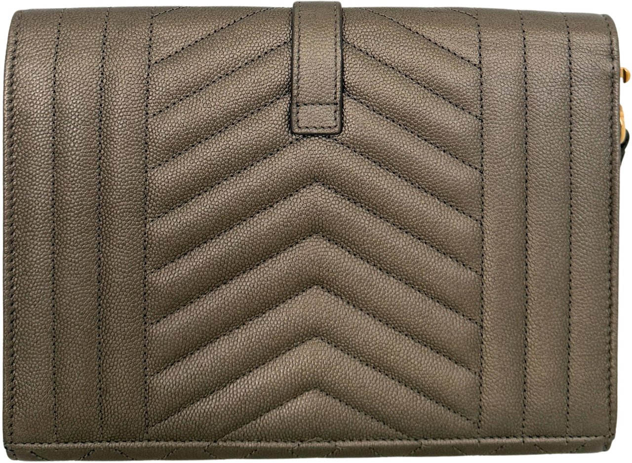 Saint Laurent Saint Laurent Envelope Tasche mit Überschlag Metallic Taupe / neuwertig Taupe
