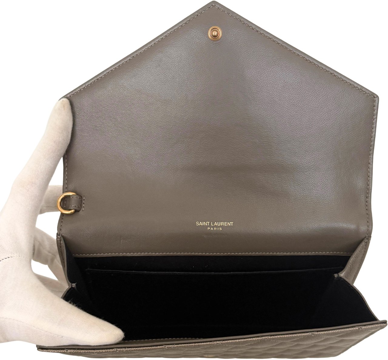 Saint Laurent Saint Laurent Envelope Tasche mit Überschlag Metallic Taupe / neuwertig Taupe