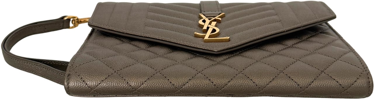 Saint Laurent Saint Laurent Envelope Tasche mit Überschlag Metallic Taupe / neuwertig Taupe