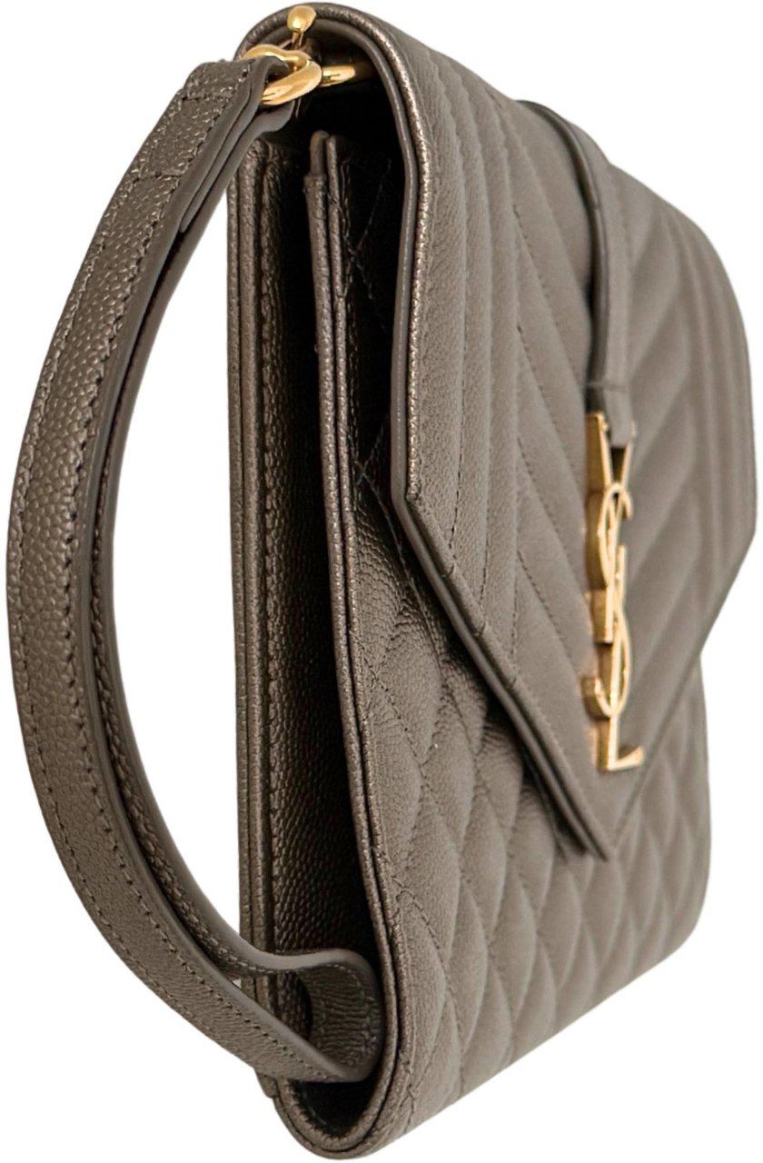Saint Laurent Saint Laurent Envelope Tasche mit Überschlag Metallic Taupe / neuwertig Taupe