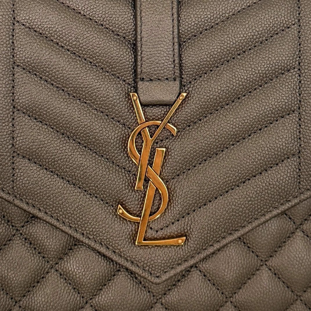 Saint Laurent Saint Laurent Envelope Tasche mit Überschlag Metallic Taupe / neuwertig Taupe