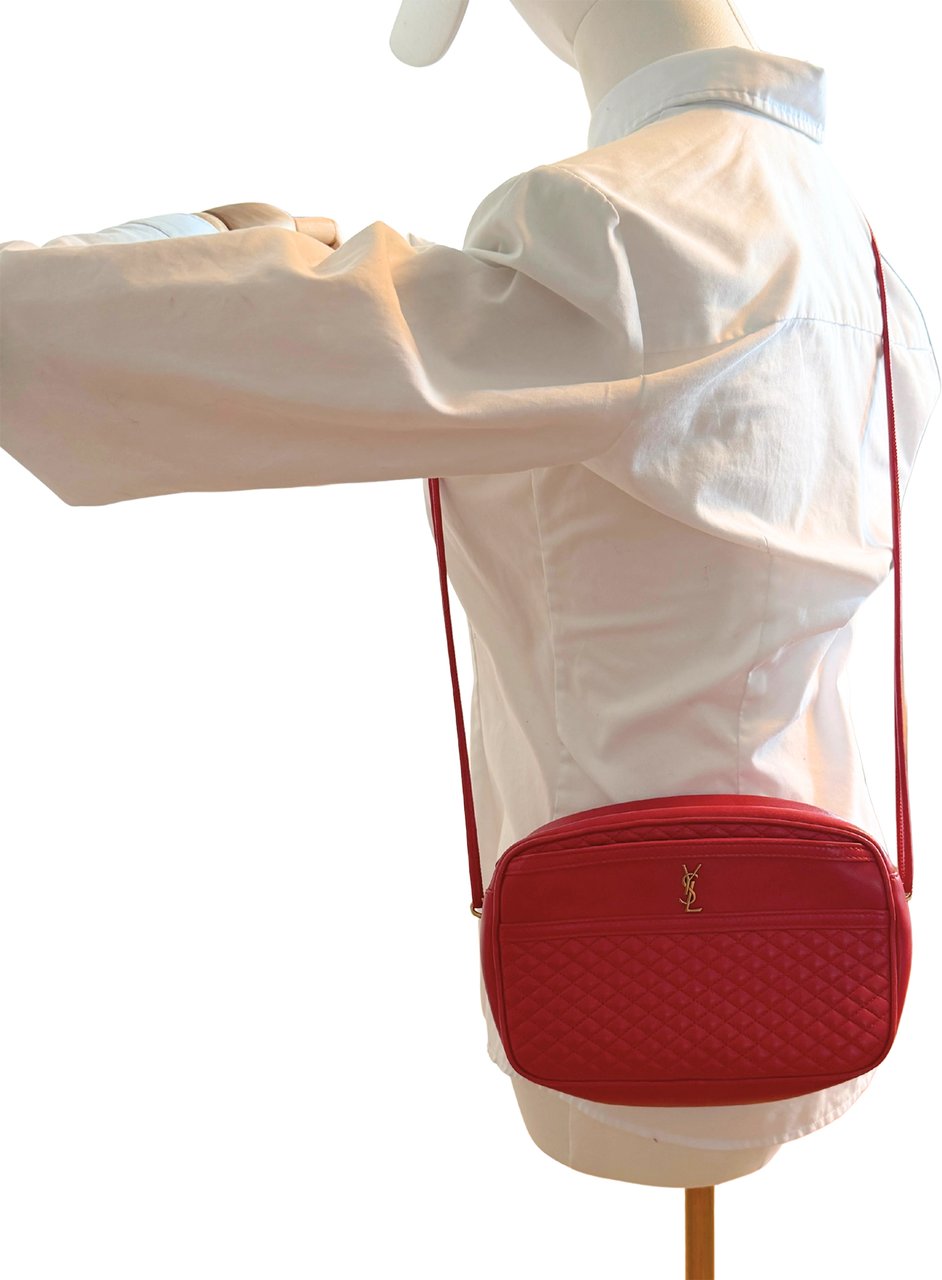 Saint Laurent Victoire Camera Bag Red Lambskin / very good Rood