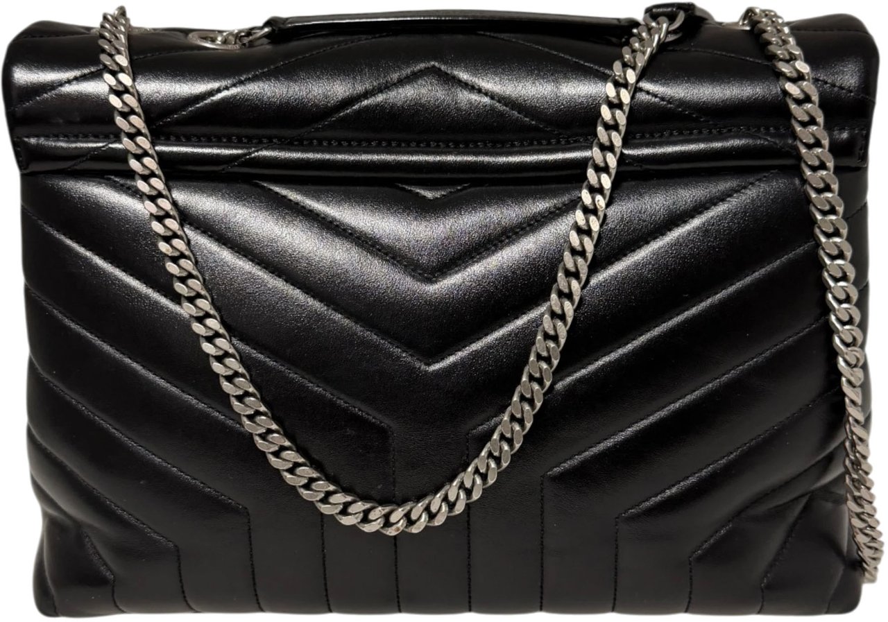 Saint Laurent Saint Laurent LouLou Medium Leder schwarz silberne Hardware / sehr gut Zwart