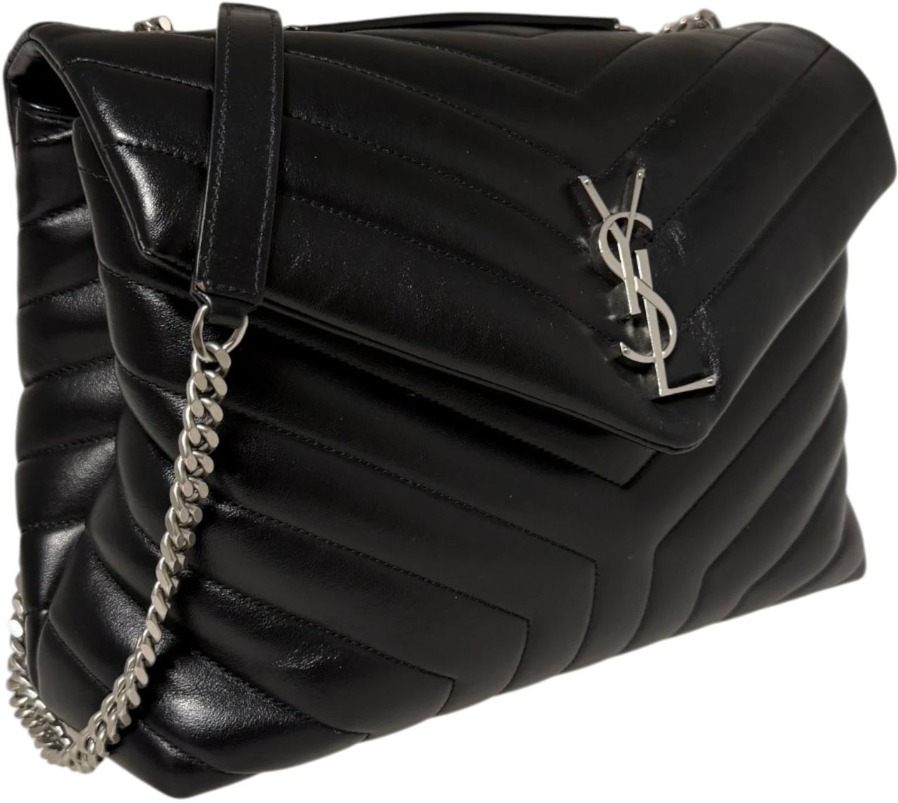 Saint Laurent Saint Laurent LouLou Medium Leder schwarz silberne Hardware / sehr gut Zwart