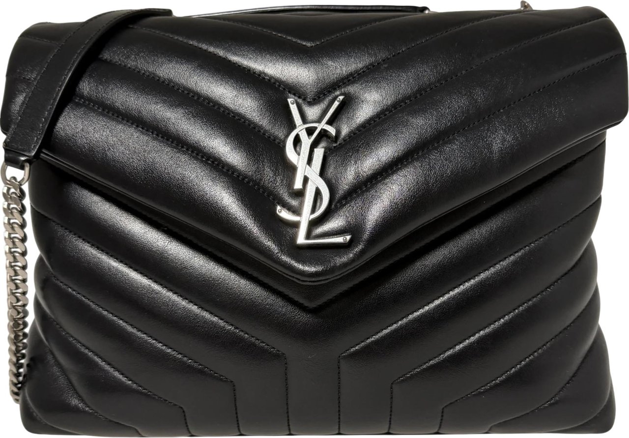 Saint Laurent Saint Laurent LouLou Medium Leder schwarz silberne Hardware / sehr gut Zwart
