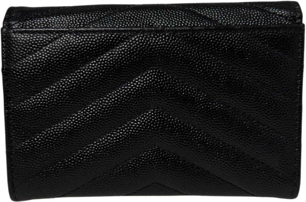 Saint Laurent Cassandre Geldbörse small Leder silberne Hardware / sehr gut Zwart