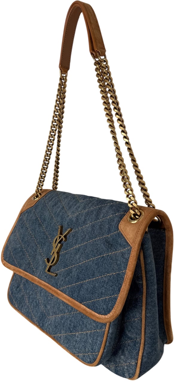 Saint Laurent Niki Denim mittelgroß blau / sehr gut Blauw
