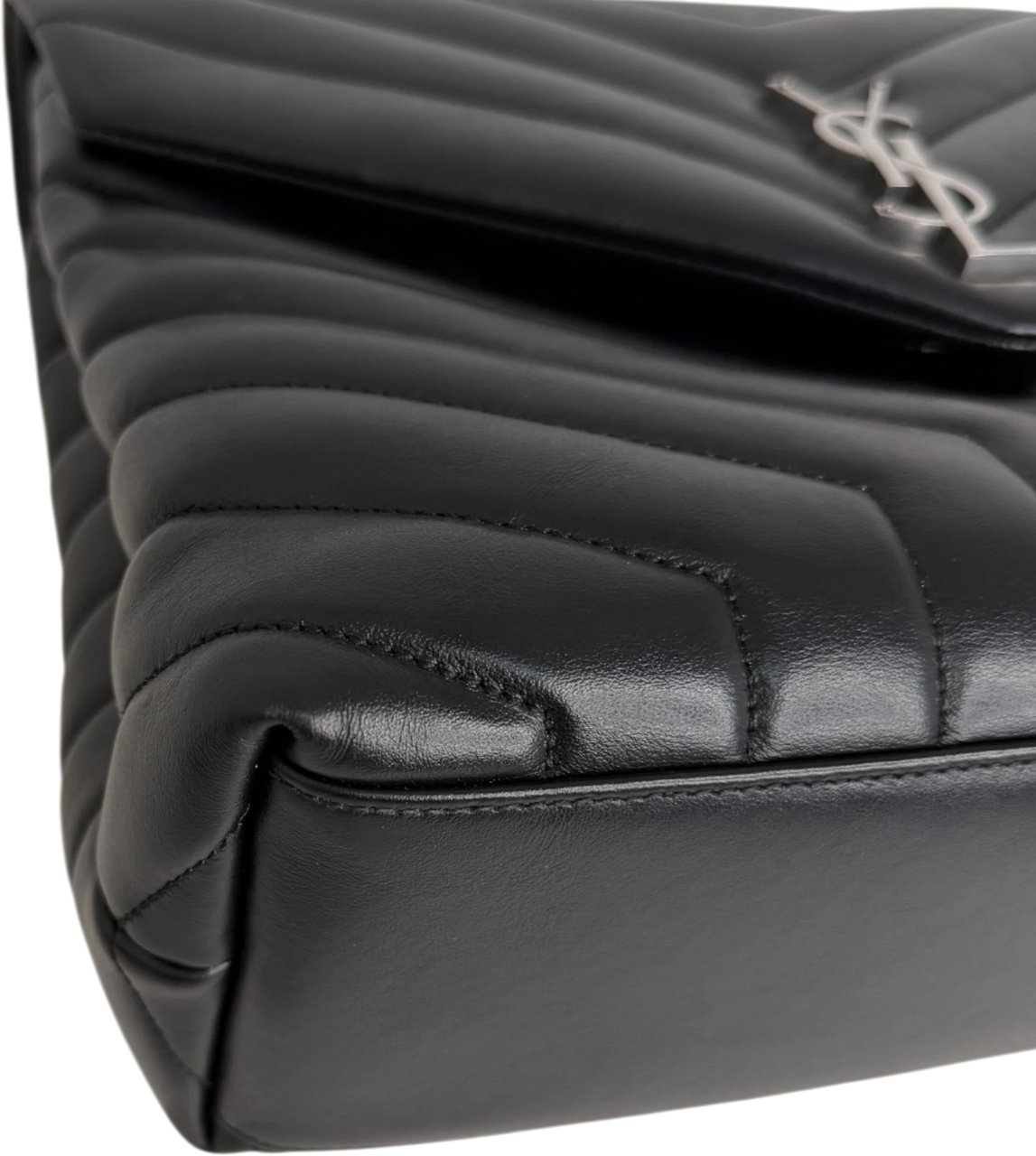 Saint Laurent LouLou Medium Leder schwarz silberne Hardware Fullset Zwart