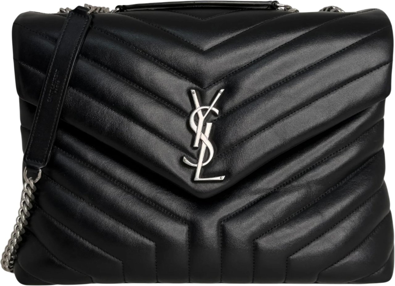 Saint Laurent LouLou Medium Leder schwarz silberne Hardware Fullset Zwart