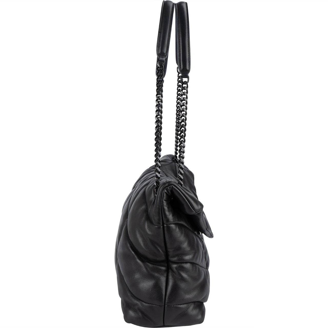 Saint Laurent Quilted Lambskin Medium Puffer Crossbody Bag Zwart