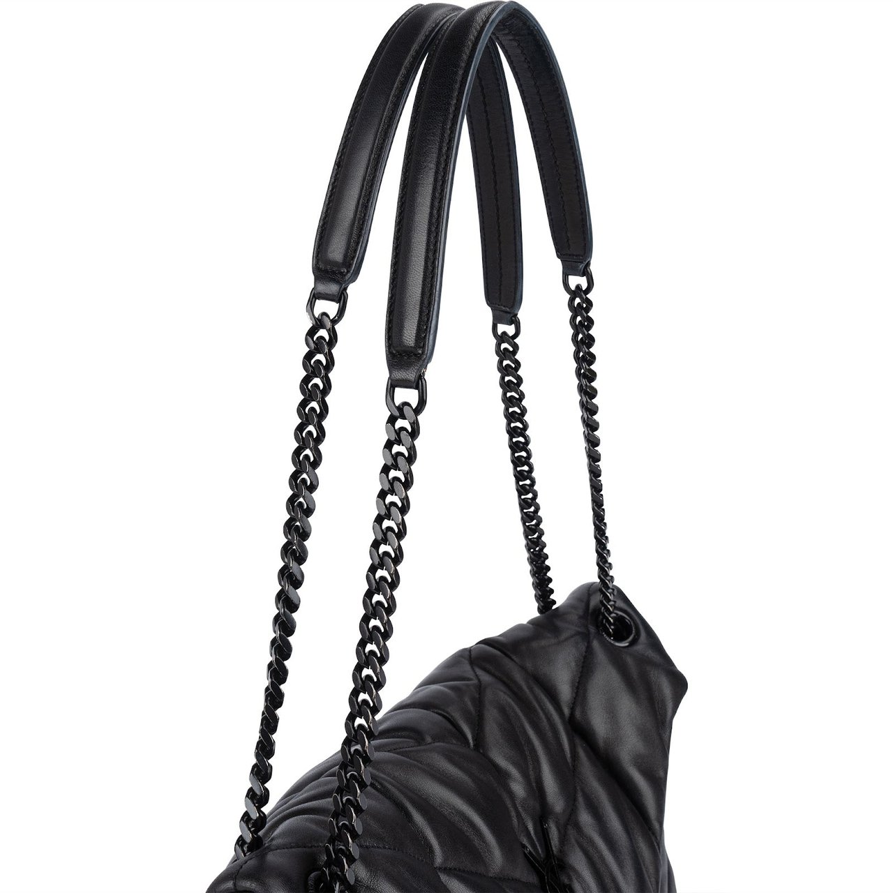 Saint Laurent Quilted Lambskin Medium Puffer Crossbody Bag Zwart