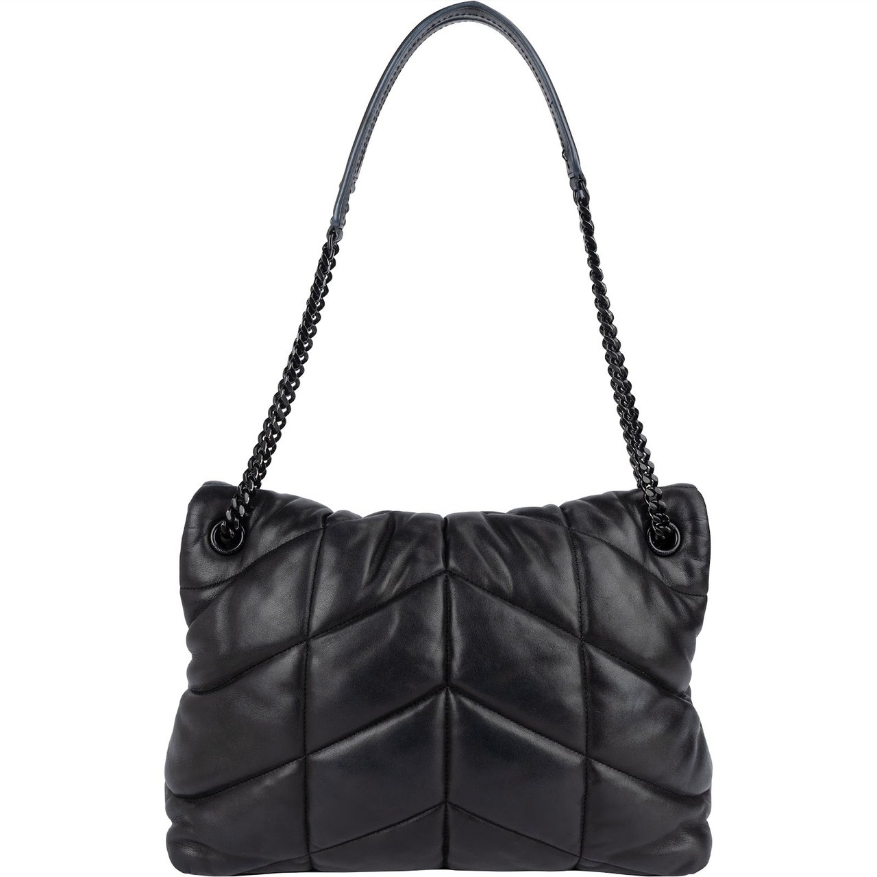 Saint Laurent Quilted Lambskin Medium Puffer Crossbody Bag Zwart