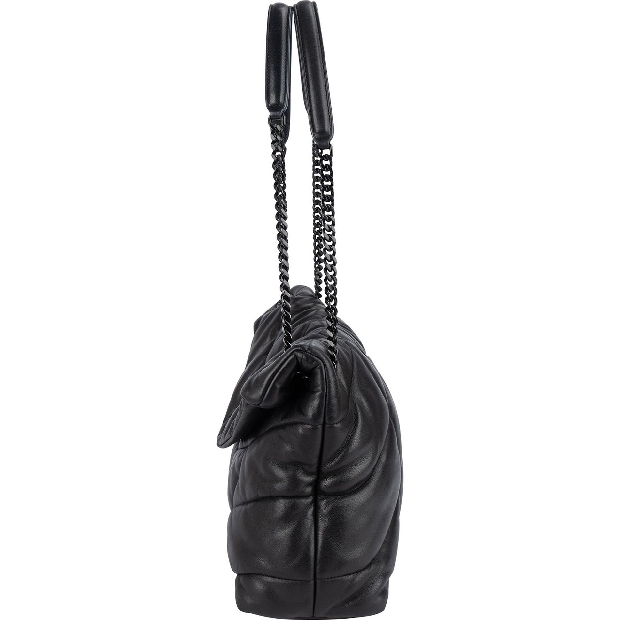 Saint Laurent Quilted Lambskin Medium Puffer Crossbody Bag Zwart