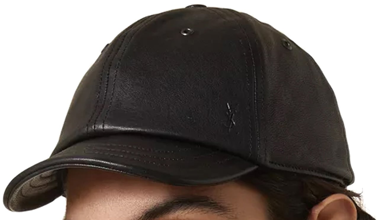 Saint Laurent Saint Laurent Cassandre Leather Cap Zwart