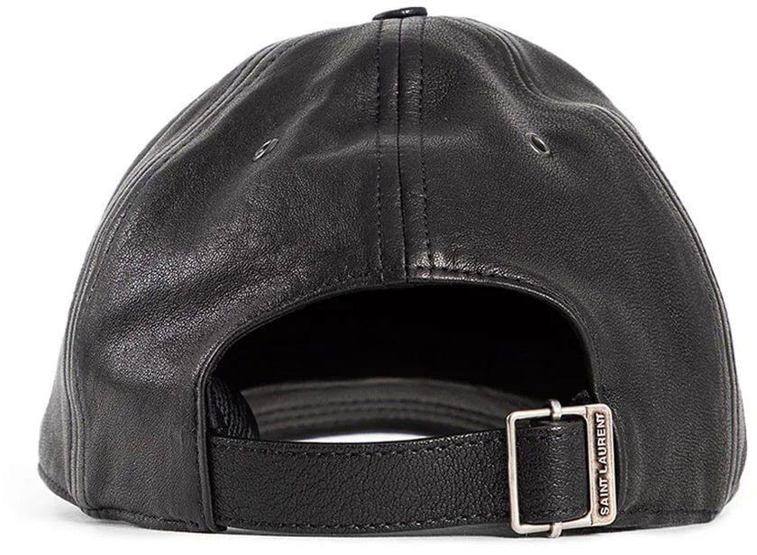 Saint Laurent Saint Laurent Cassandre Leather Cap Zwart