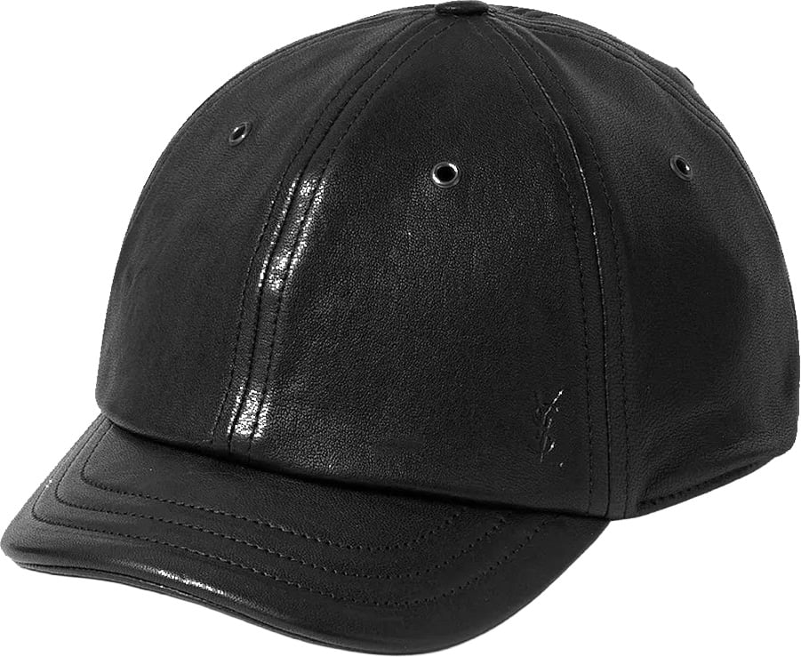 Saint Laurent Saint Laurent Cassandre Leather Cap Zwart