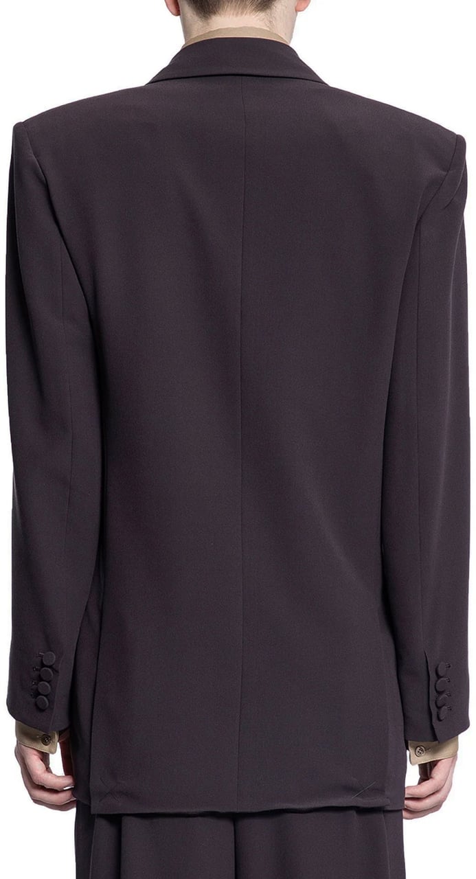 Saint Laurent Saint Laurent Double-Breasted Silk-Crepe Blazer Bruin