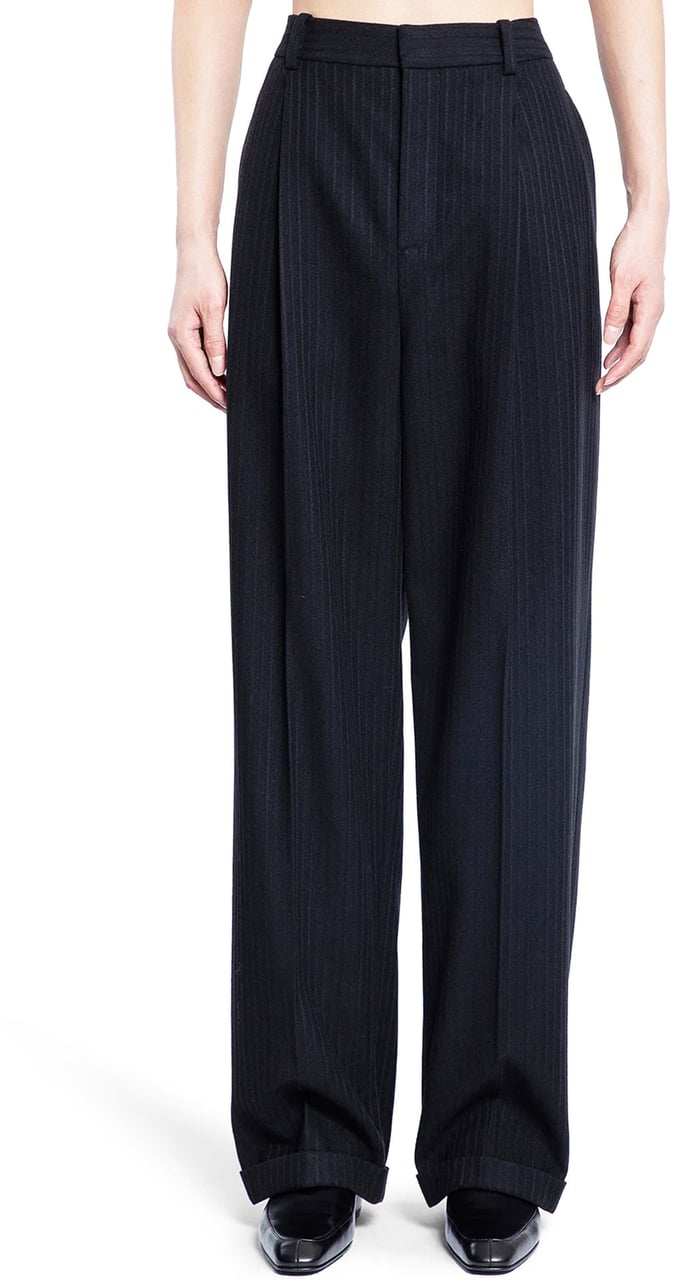 Saint Laurent Saint Laurent Cashmere And Wool Flannel 90'S Striped Pants Zwart