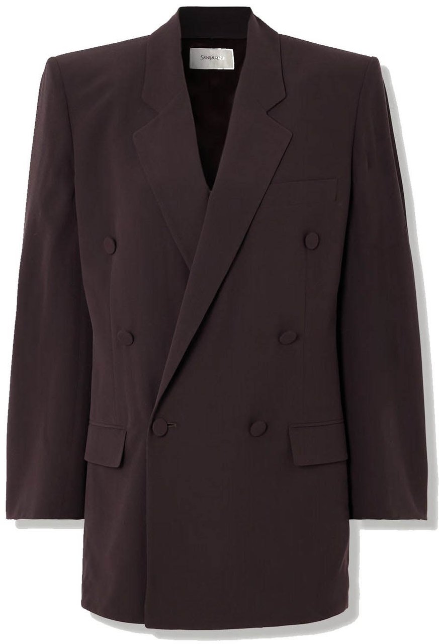 Saint Laurent Double-Breasted Silk-Crepe Blazer Divers