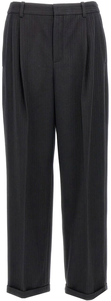 Saint Laurent Cashmere And Wool Flannel 90'S Striped Pants Divers