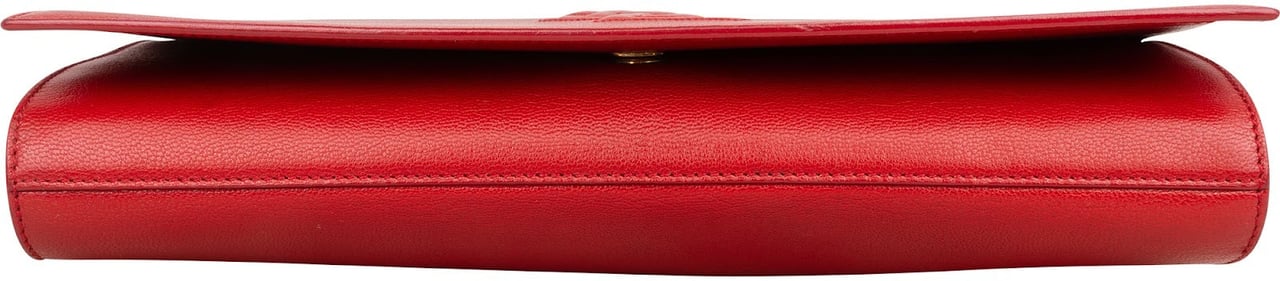 Saint Laurent Grain de Poudre Leather Cassandre Clutch Rood