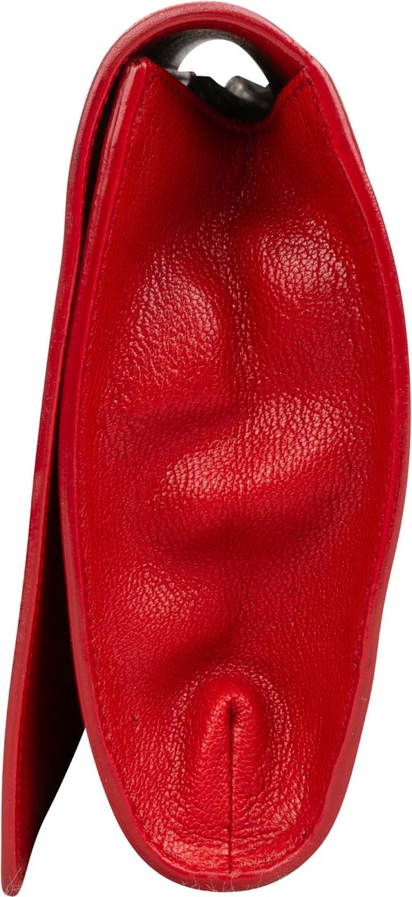 Saint Laurent Grain de Poudre Leather Cassandre Clutch Rood