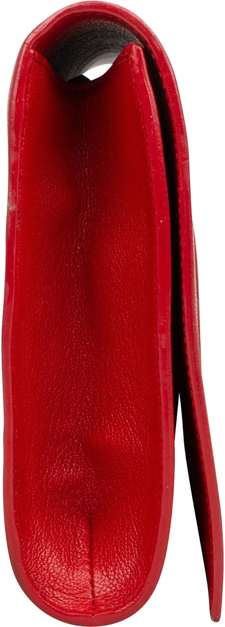 Saint Laurent Grain de Poudre Leather Cassandre Clutch Rood