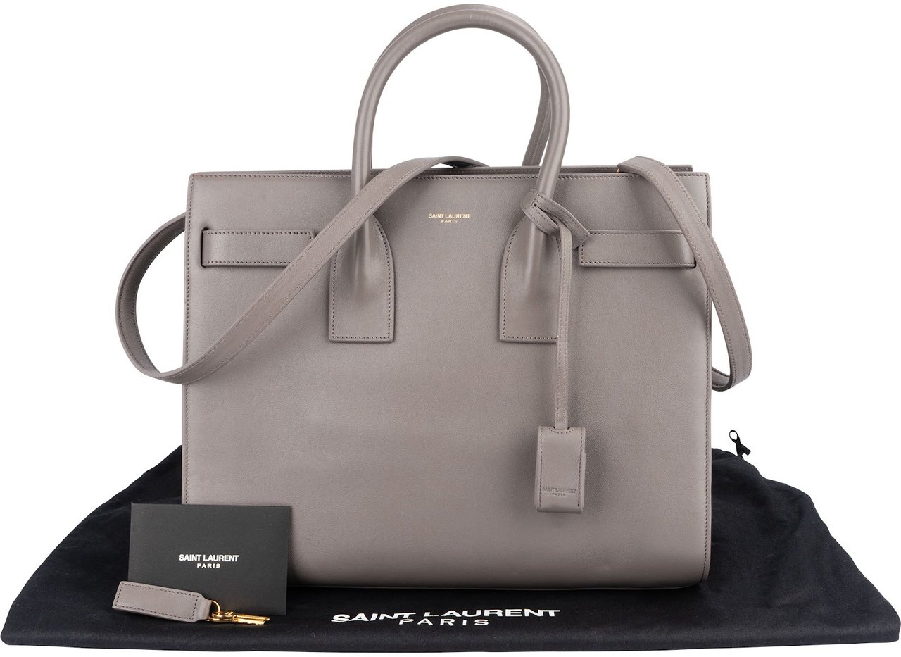 Saint Laurent Saint Laurent Smooth Leather Small Sac de Jour Handbag Donkergrijs