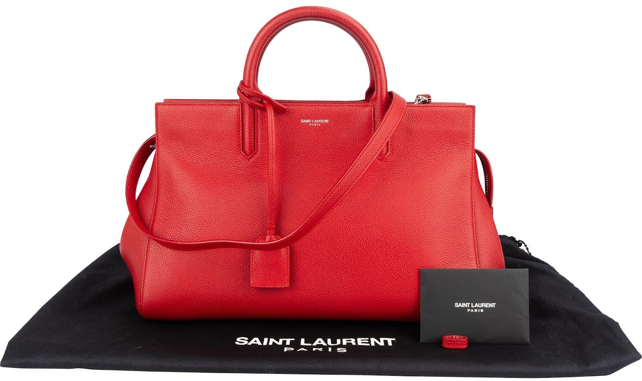 Saint Laurent Saint Laurent Grained Leather Rive Gauche Handbag Rood