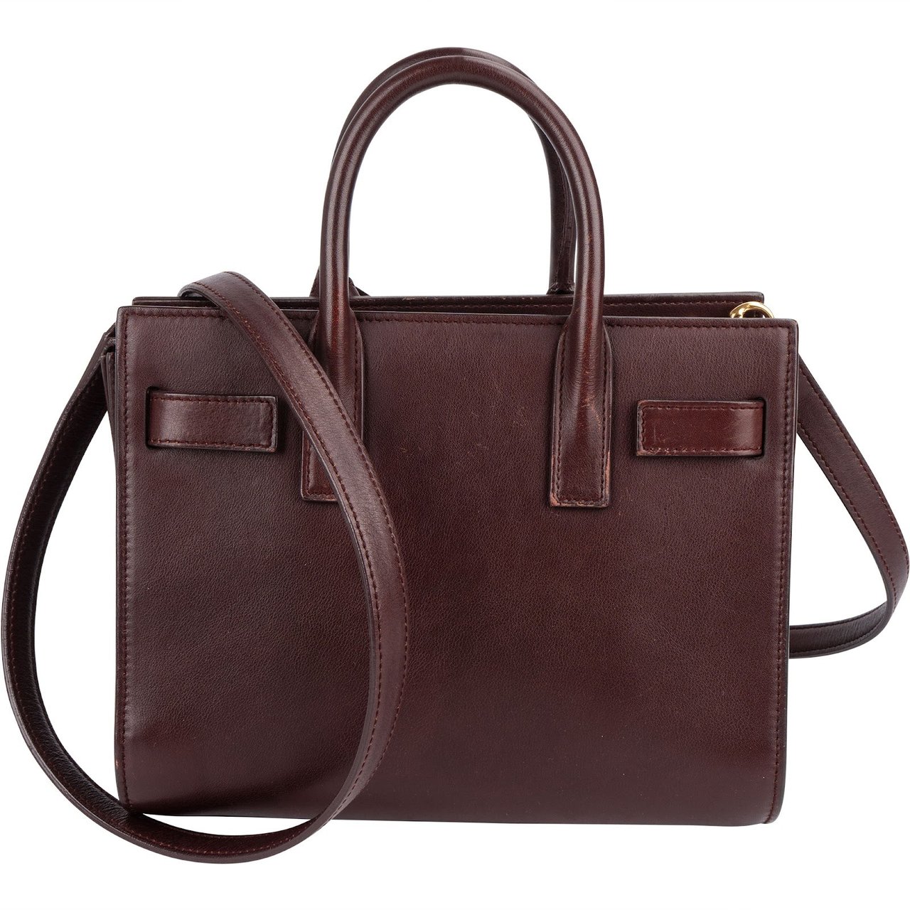 Saint Laurent Saint Laurent Calfskin Leather Nano Sac De Jour Handbag Maroon