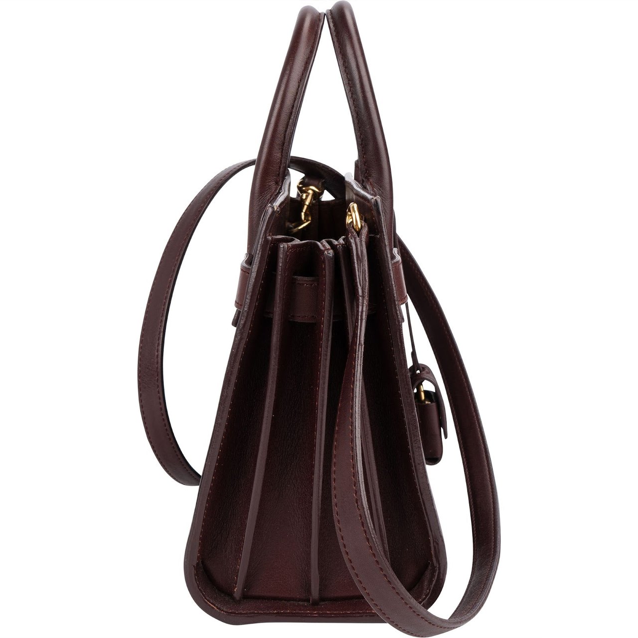 Saint Laurent Saint Laurent Calfskin Leather Nano Sac De Jour Handbag Maroon
