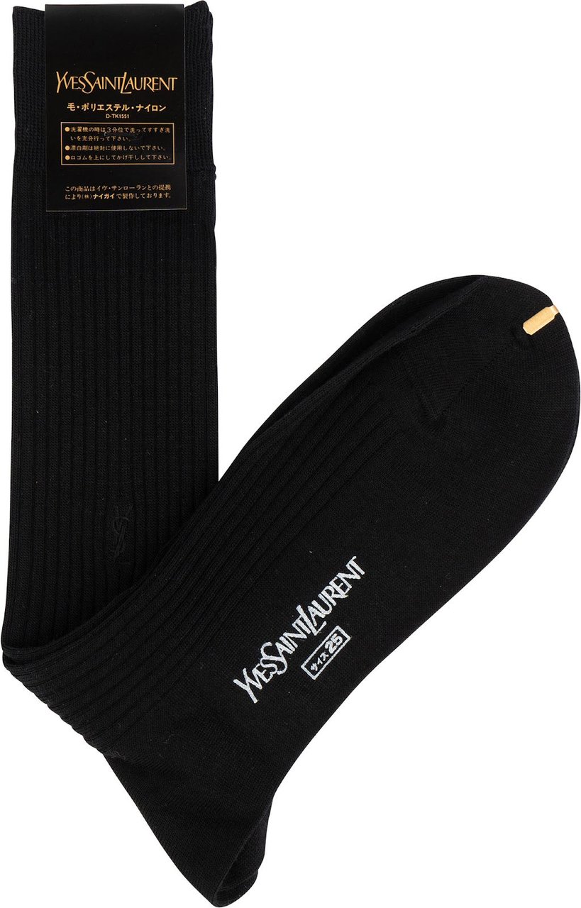 Saint Laurent Yves Saint Laurent Classic Emblem Vintage Socks (39-40) Zwart
