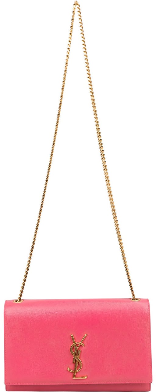 Saint Laurent Saint Laurent Grain De Poudre Leather Kate Chain Crossbody Bag Rood