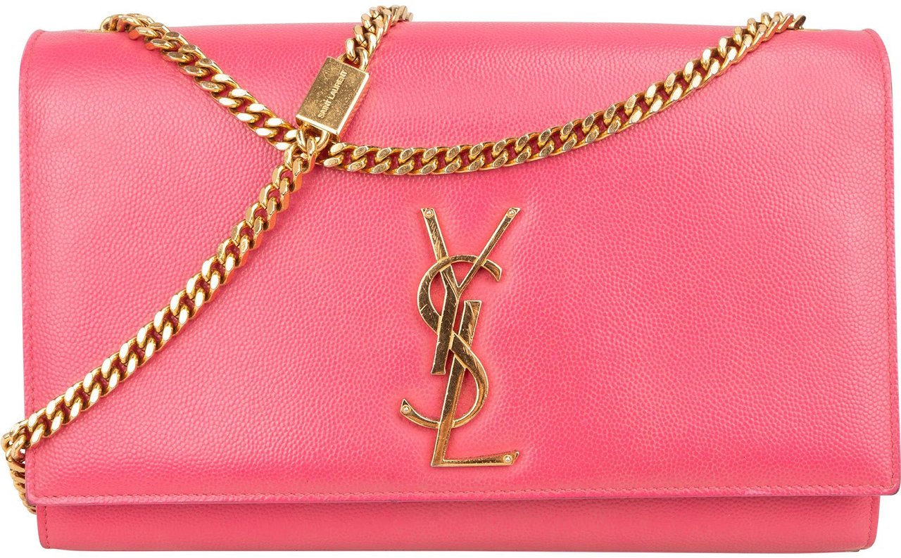 Saint Laurent Saint Laurent Grain De Poudre Leather Kate Chain Crossbody Bag Rood