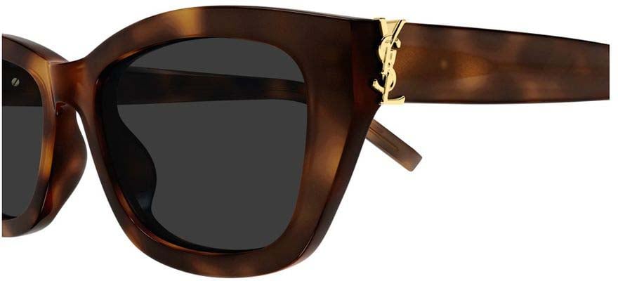 Saint Laurent Sl M153 Linea Monogram Honey Havana Acetate Sunglasses Zwart