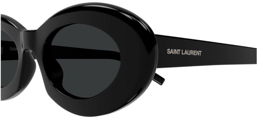 Saint Laurent Sl 594 Linea Sl Logo 008 Black Oval Frame Sunglasses Zwart
