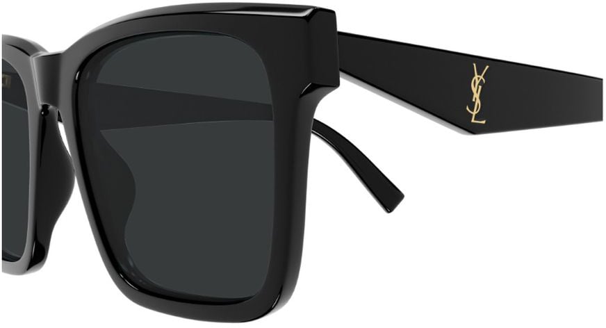 Saint Laurent Black Linea Monogram Recycled Acetate Square Sunglasses Zwart
