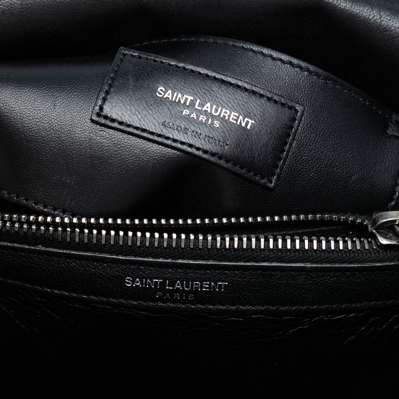 Saint Laurent Medium Quilted Chevron Sheepskin College Satchel Zwart